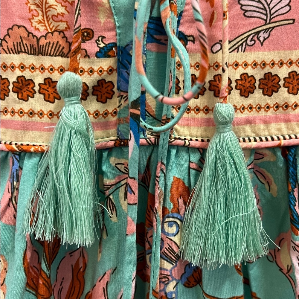 Women's bohemian Floral Print Long Sleeve Dress - Picture 6 of 10